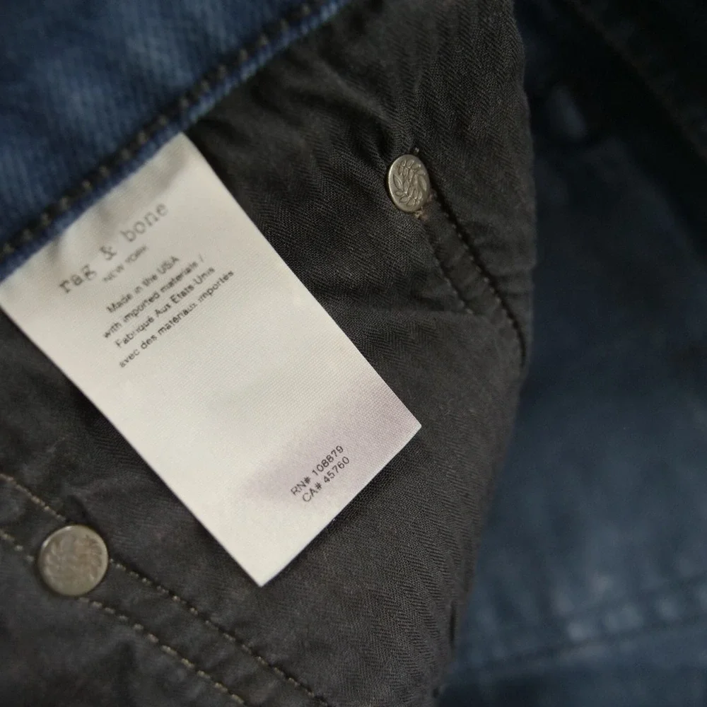 Rag & Bone Jeans Mens 38 Blue Fit 1 Extra Slim Straight Mid Rise Distressed